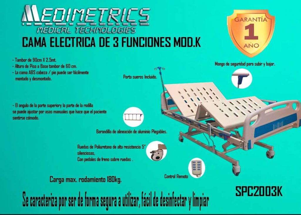 Cama Hospitalaria Eléctrica De 3 Posiciones Muebles Medicos Blesmed 8430