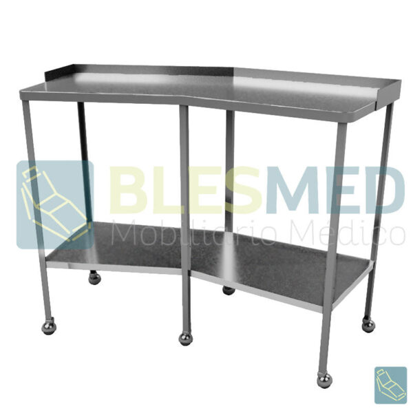 Mesa Riñon Con Entrepaño Acero Inoxidable Muebles Medicos Blesmed 7002